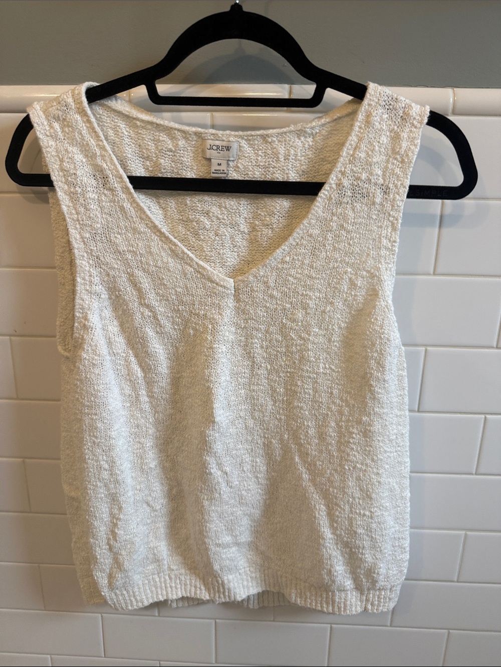 J. Crew Cream V-Neck Sleeveless Knit Tank